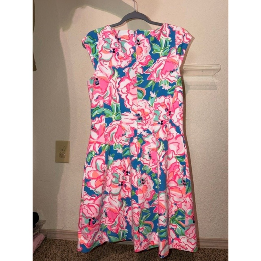 Lilly Pulitzer Pink Blue Floral Sleeveless Shift Dress Womens Large - Picture 2 of 3